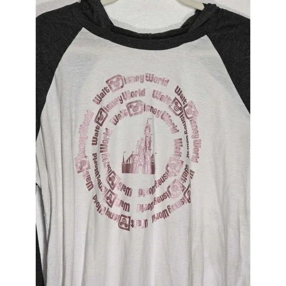 ✨🏰 Disney World Spirit Jersey Style Hoodie Top Women's 1X Raglan Long Sleeve - Picture 3 of 5